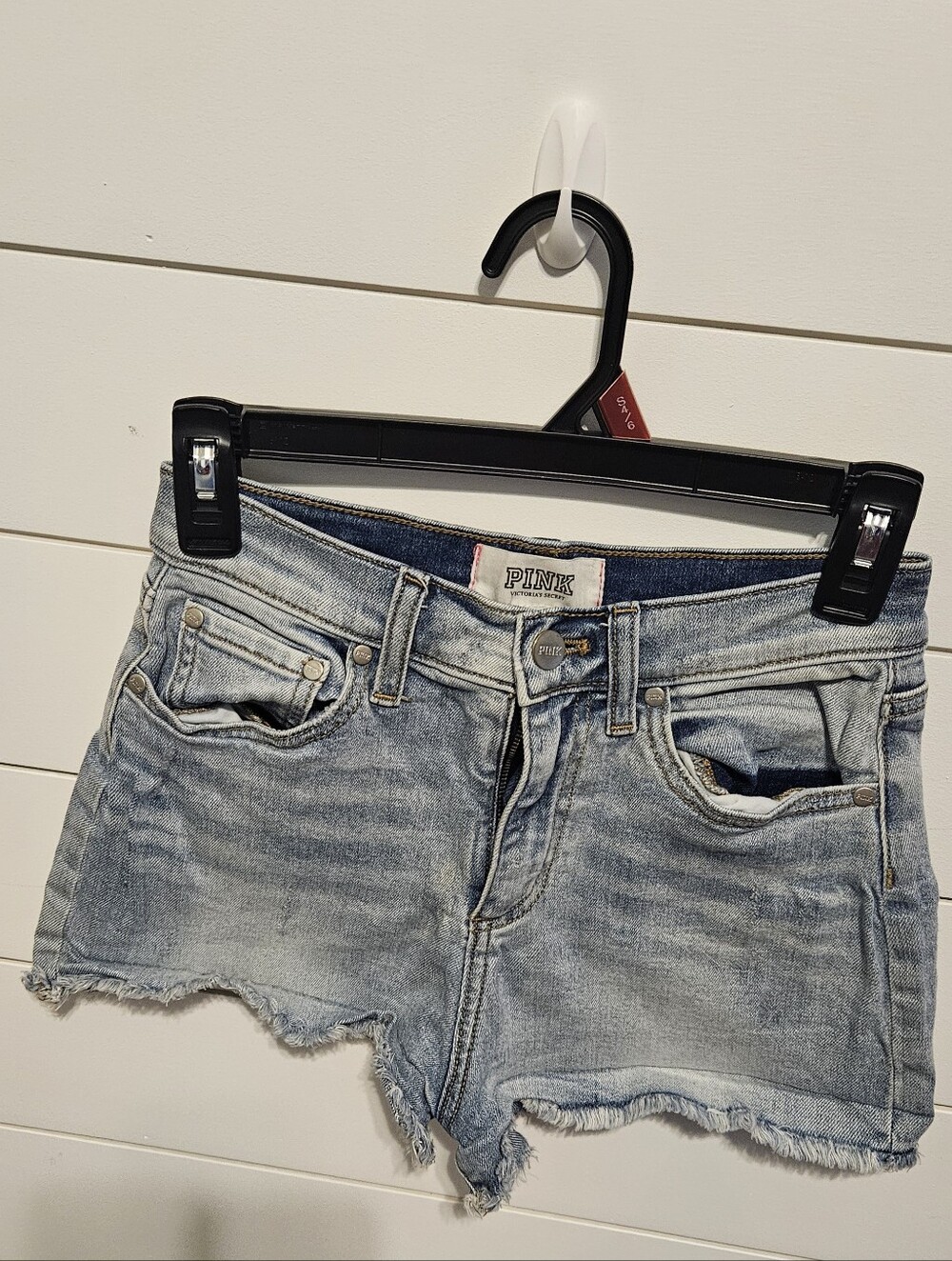PINK Victoria's Secret Washed Light Blue Denim Cutoff Shorts
